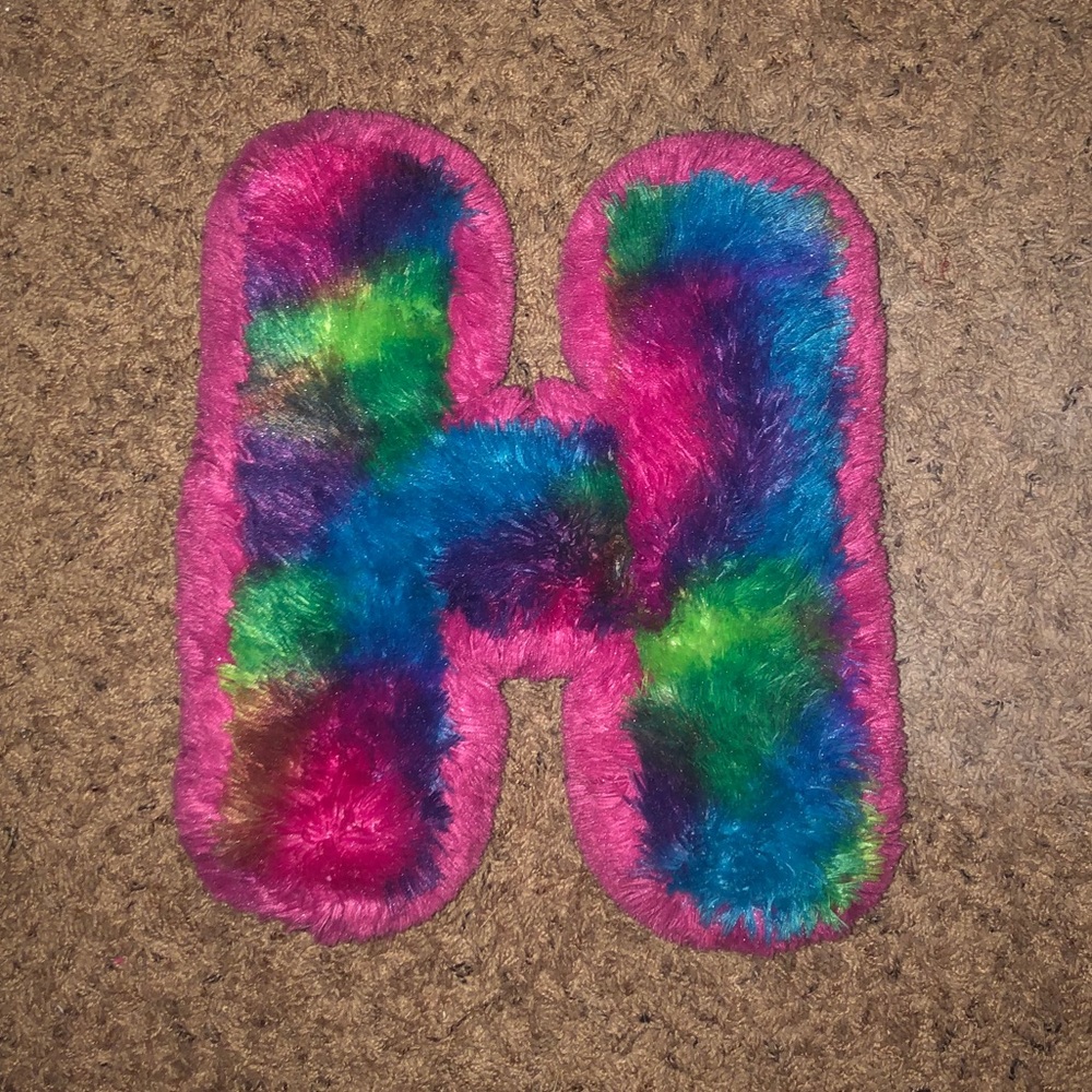 Multicolor Fluffy “H” Pillow